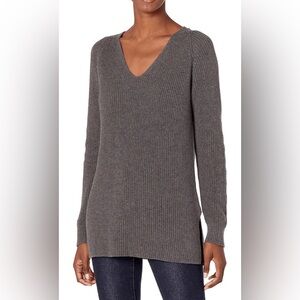 Goodthreads Women's Charcoal V-Neck Knit Sweater (100% Cotton).   Size-XX-Large